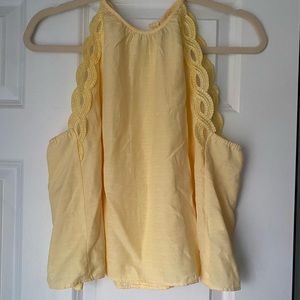 Kendall and Kylie yellow halter top with lace detail